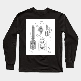Gatling Machine Gun Patent - Gun Lover Gun Shop Art - White Long Sleeve T-Shirt